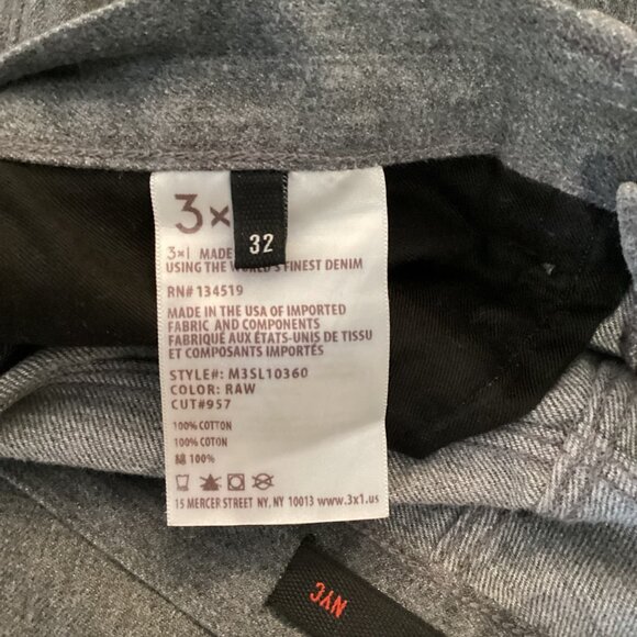 3x1 NYC Mens Straight Jeans Size 32 X 29 32x29 Gray Denim Anchor Button Fly - Picture 11 of 11